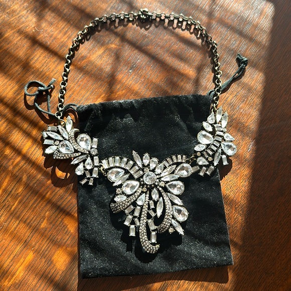 J.Crew style rhinestone statement necklace. Bronze hardware and clasp. EUC - Picture 2 of 13